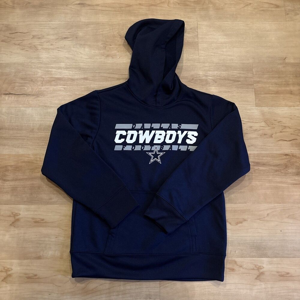 NFL Youth Navy Dallas Cowboys Performance Pullover Hoodie, Medium (10/12)